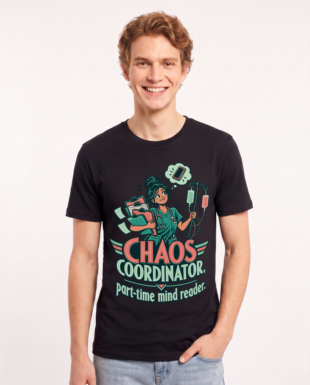 Nurse Black T-Shirt for Men – Nursing Life Graphic Tee product image 3
