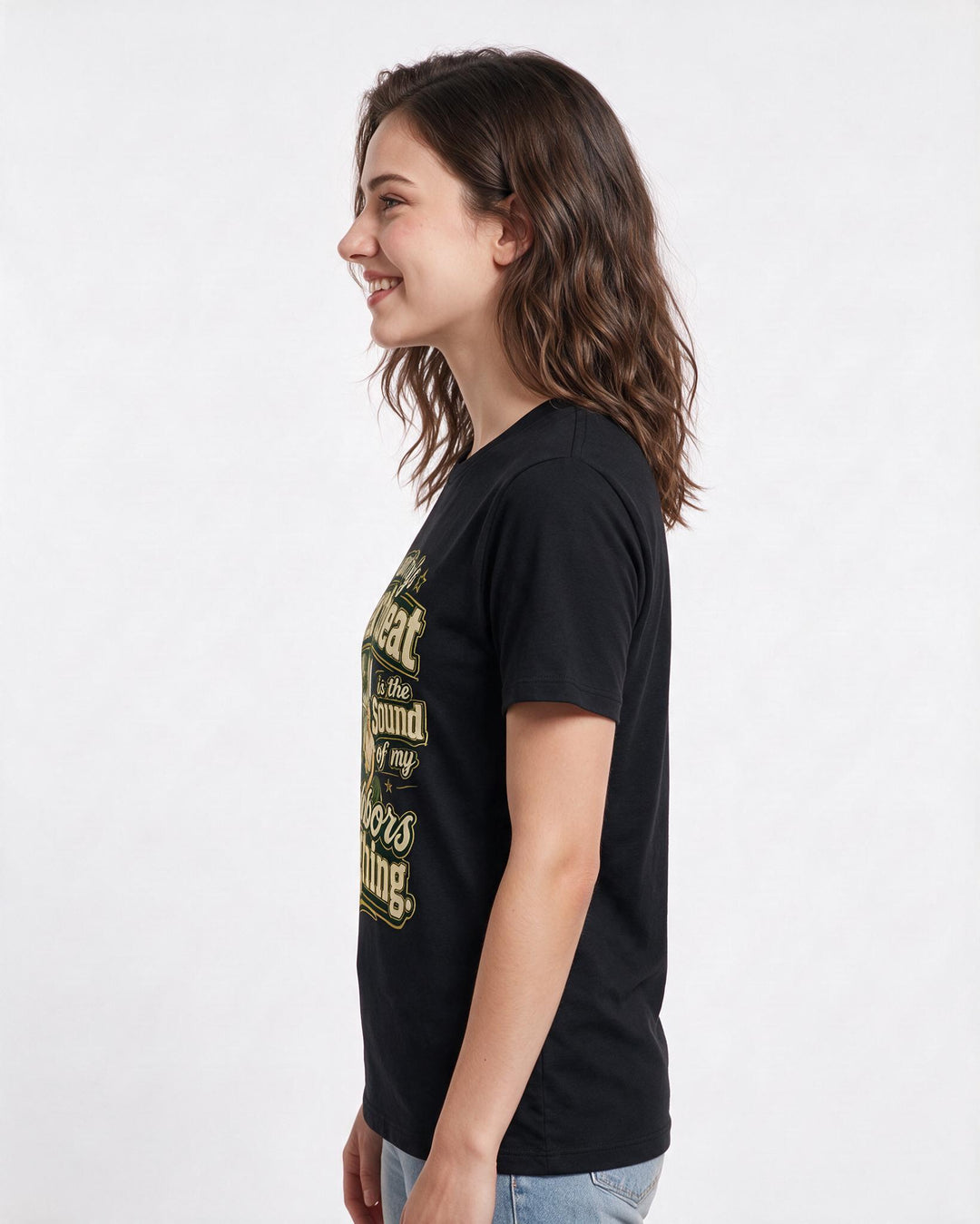 Patriotic Women's Black T-Shirt – My country's heartbeat is the sound of my neighbors laughing. product image 2