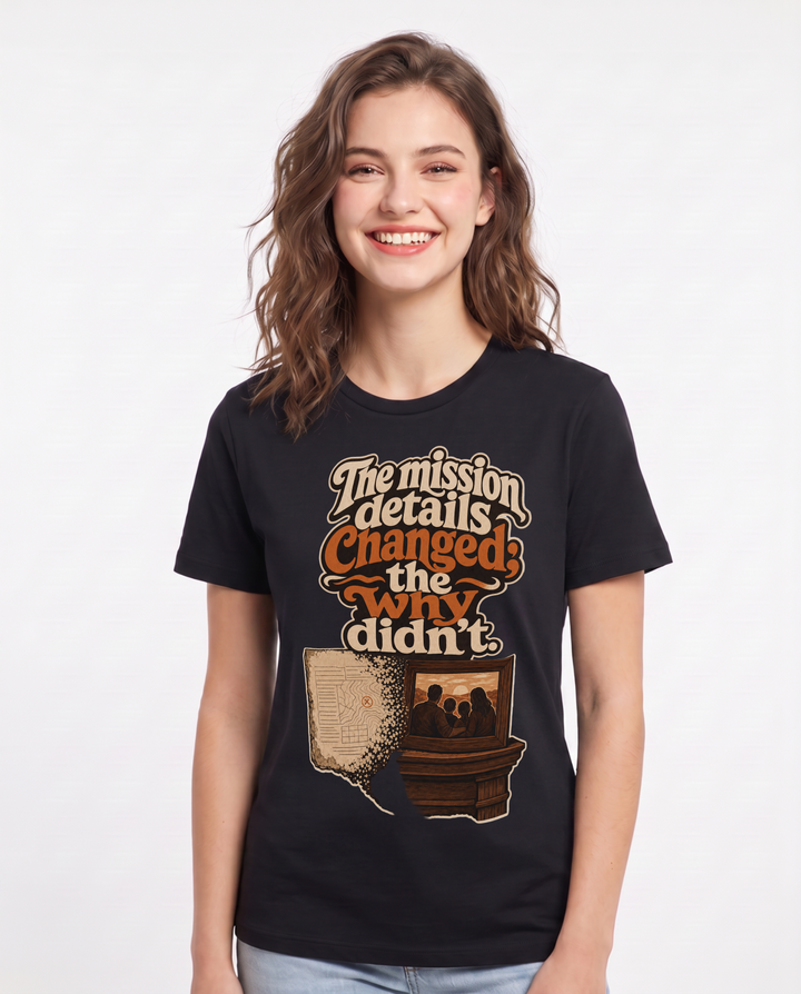 Veteran Women's Black T-Shirt – The mission details changed; the why product image 1
