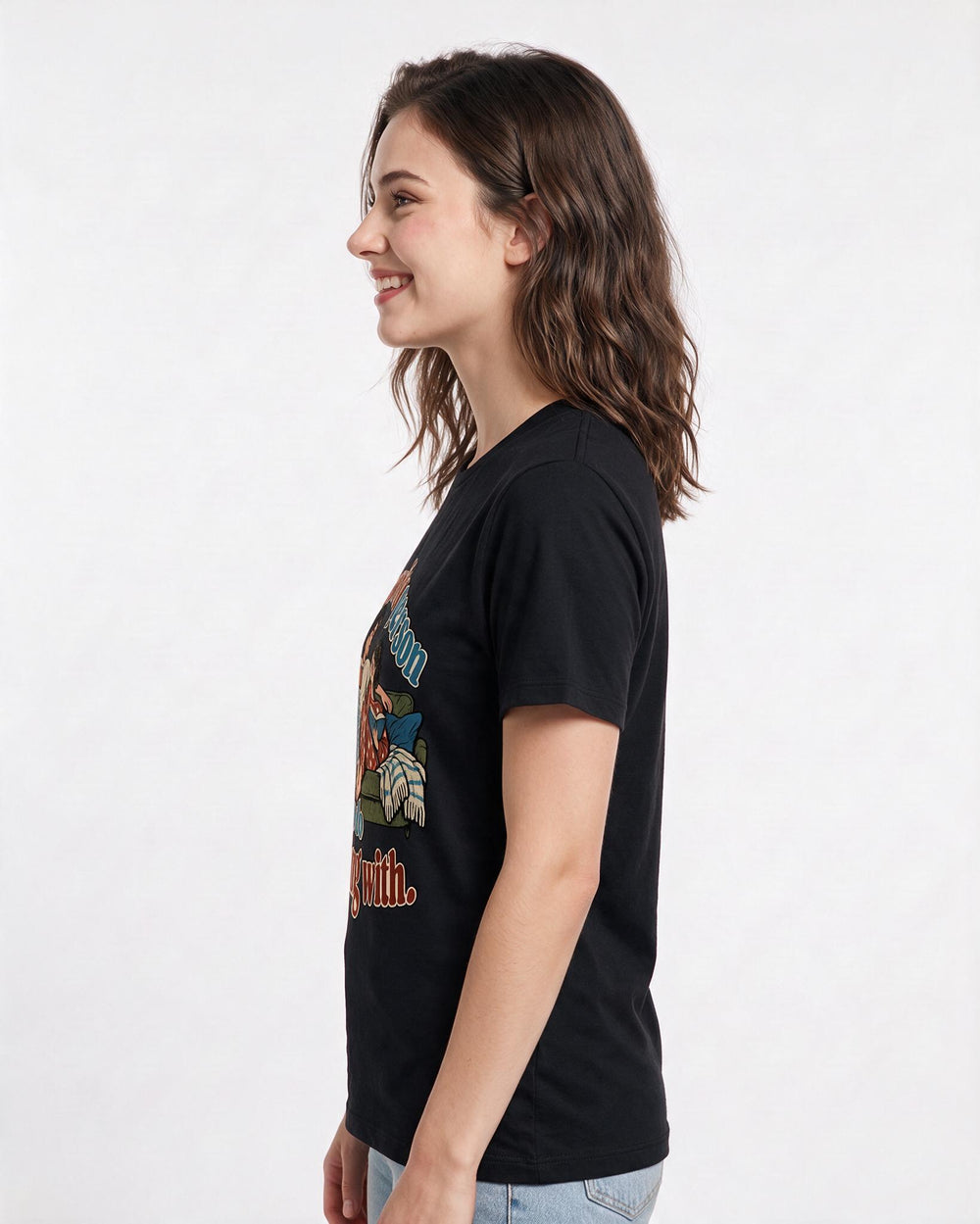 Couples Black T-Shirt for Women – Everyday Expression Graphic Tee product image 2