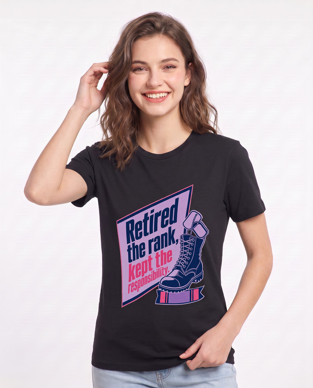 Graphic Women's Black T-Shirt - Retired the rank, kept the product image 3