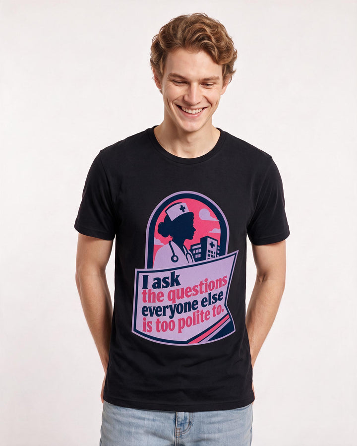 Nurse Gift Men's Black T-Shirt - I ask the questions everyone else is product image 3
