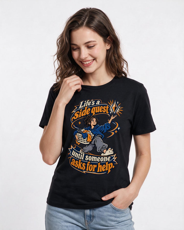 Gaming Black T-Shirt for Women – Game Night Graphic Tee product image 1