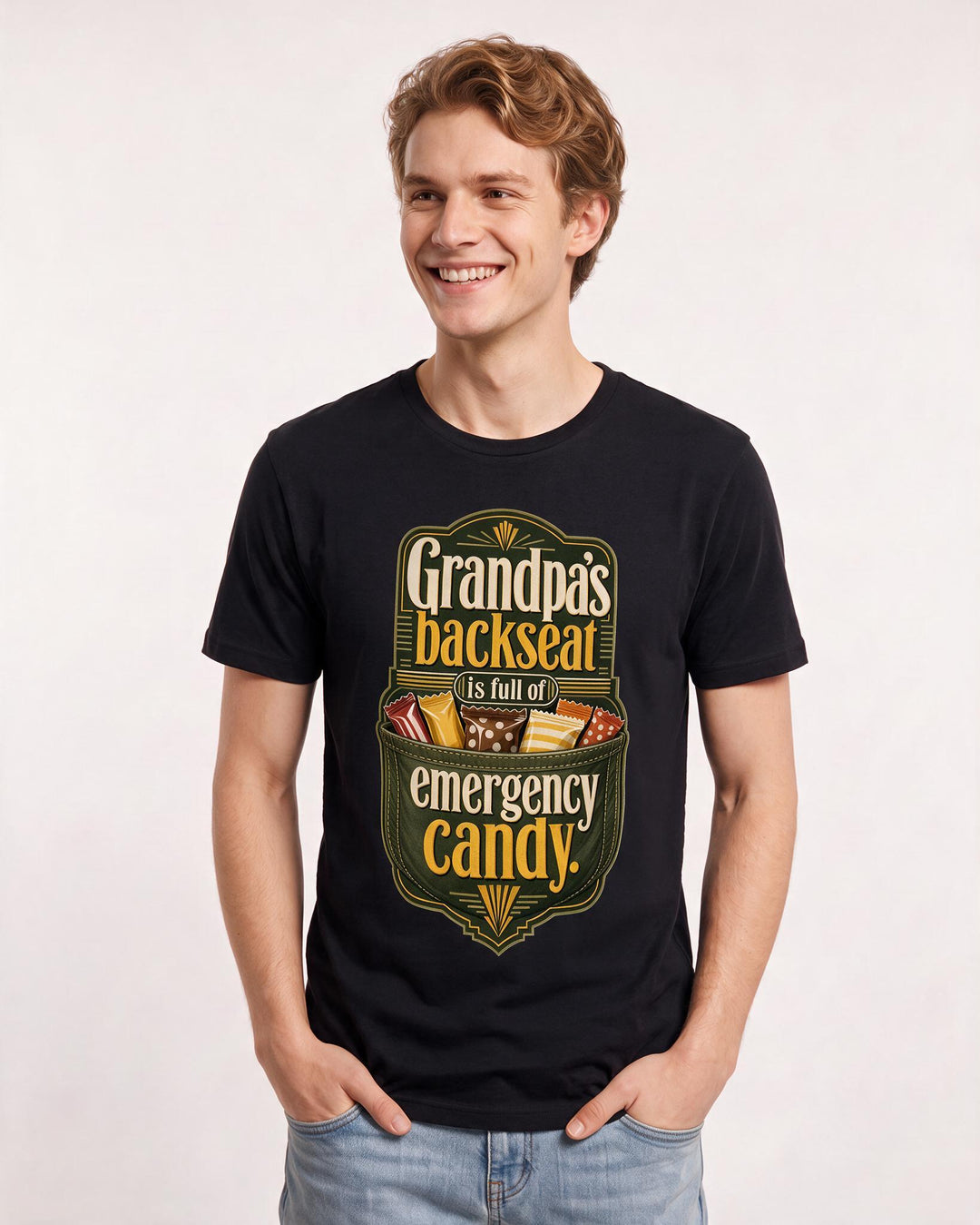Grandparent Black T-Shirt for Men – Everyday Expression Graphic Tee product image 1