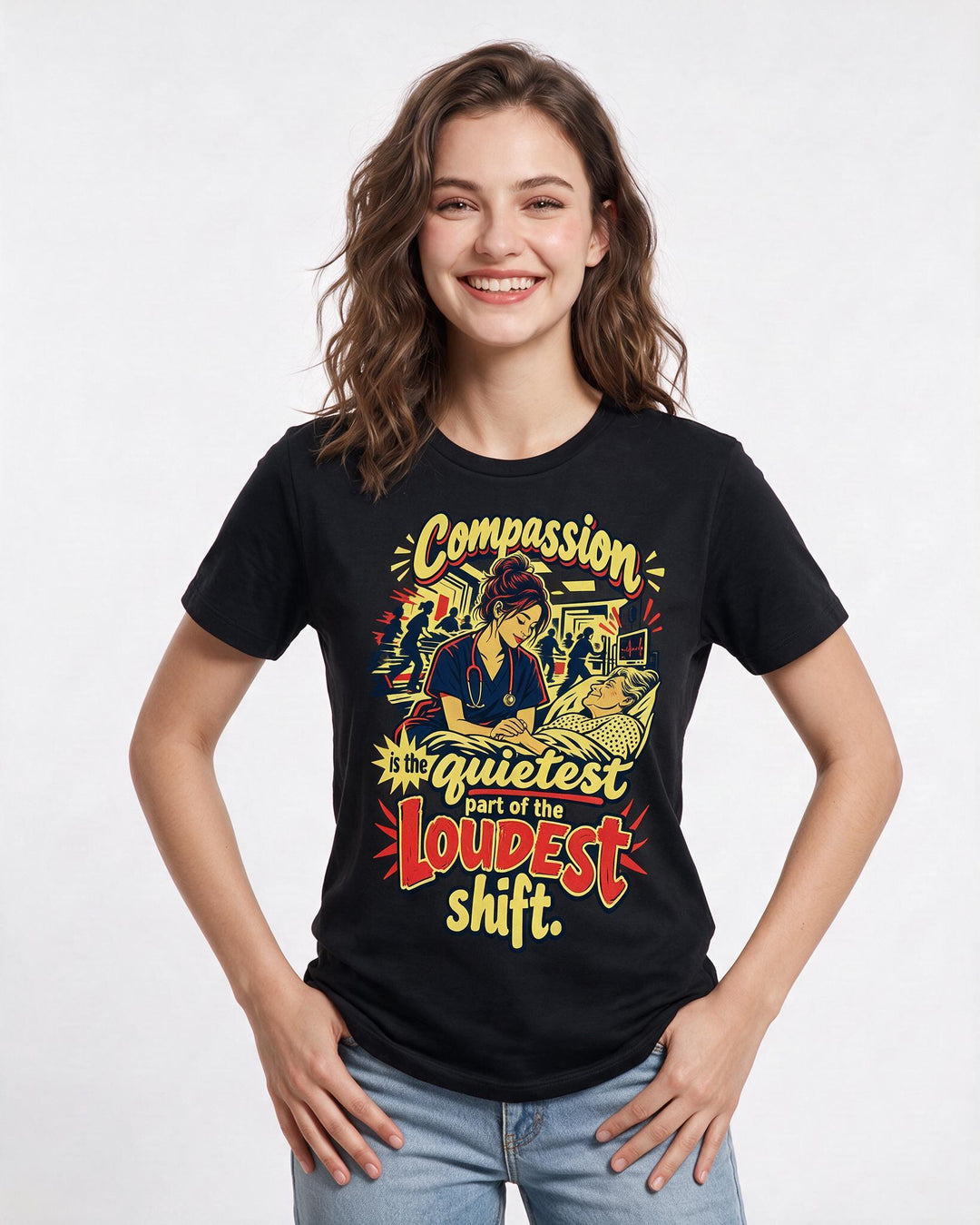 Nurse Black T-Shirt for Women – Nursing Life Graphic Tee product image 1