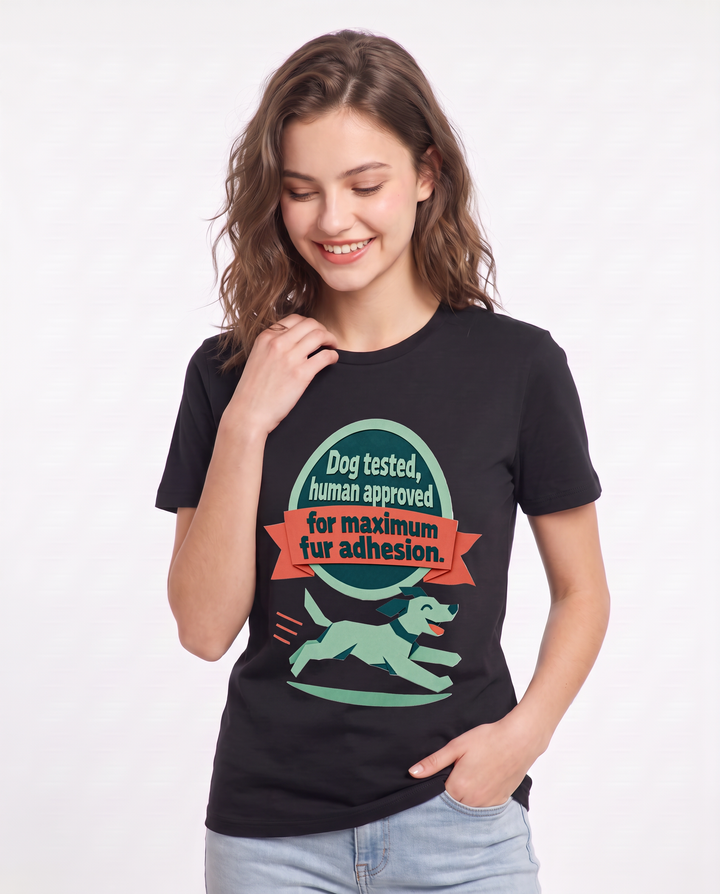 Graphic Women's Black T-Shirt - Dog tested, human approved for maximum product image 3