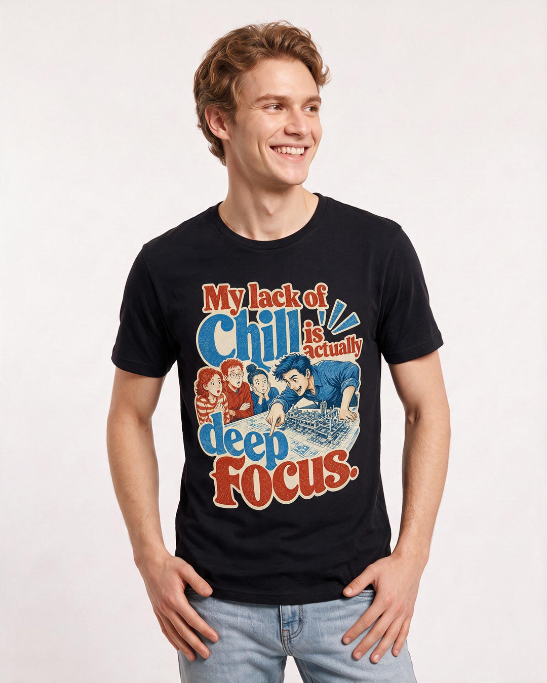 Neurodiversity Men's Black T-Shirt – My lack of chill is actually deep focus. product image 3