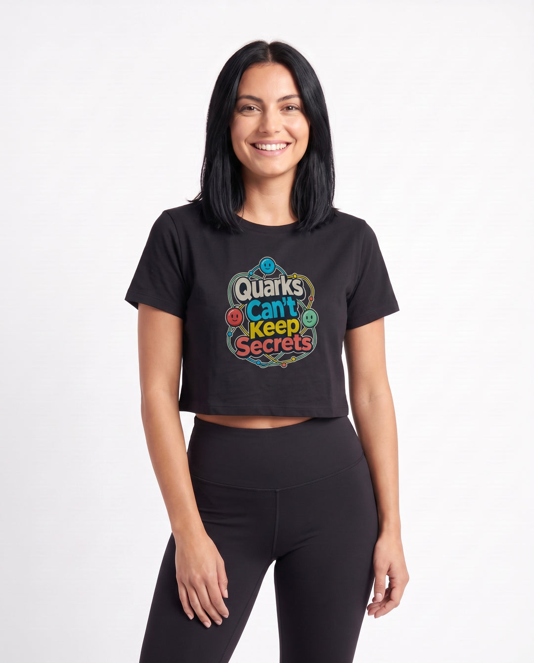 Quarks Can't Keep Secrets Crop Top mockup 3