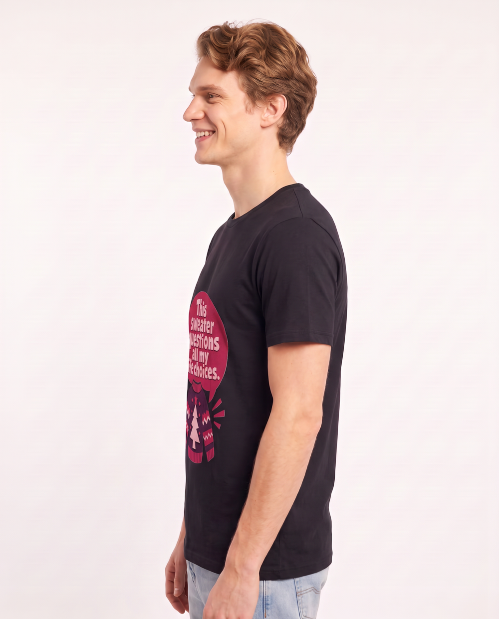 Christmas Men's Black T-Shirt - This sweater questions all my life product image 2