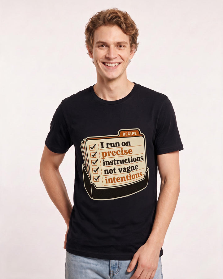Neurodiversity Men's Black T-Shirt – I run on precise instructions, not vague product image 3