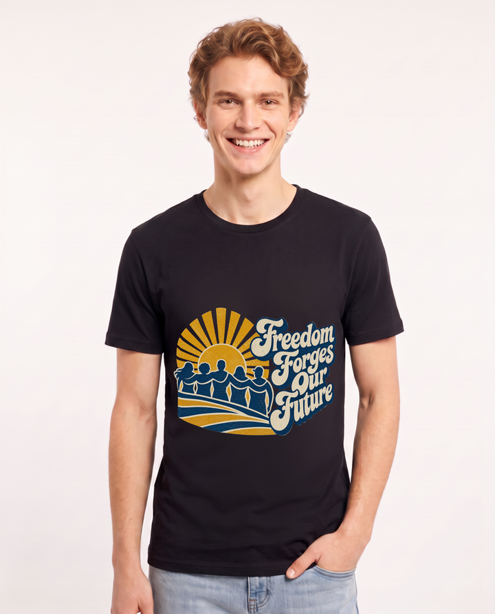 Freedom Forges Our Future Men's Black T-Shirt product image 2