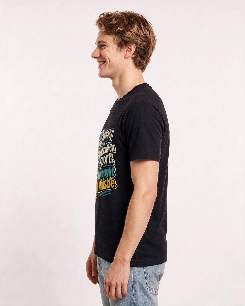 Political Statement Men's Black T-Shirt – Democracy is a participation sport. I brought a whistle. product image 2