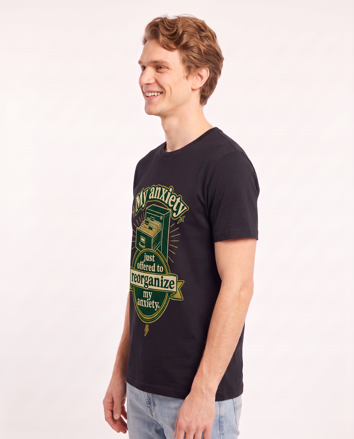 Graphic Men's Black T-Shirt - My anxiety just offered to reorganize my product image 2