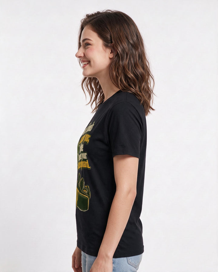 Couples Black T-Shirt for Women – Everyday Expression Graphic Tee product image 2
