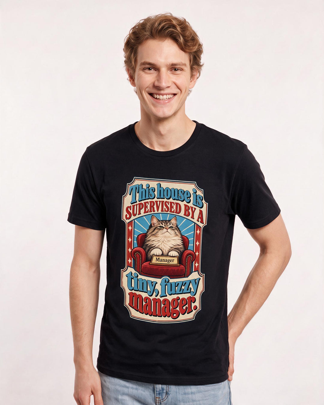 Cat Lover Black T-Shirt for Men – Everyday Expression Graphic Tee product image 1