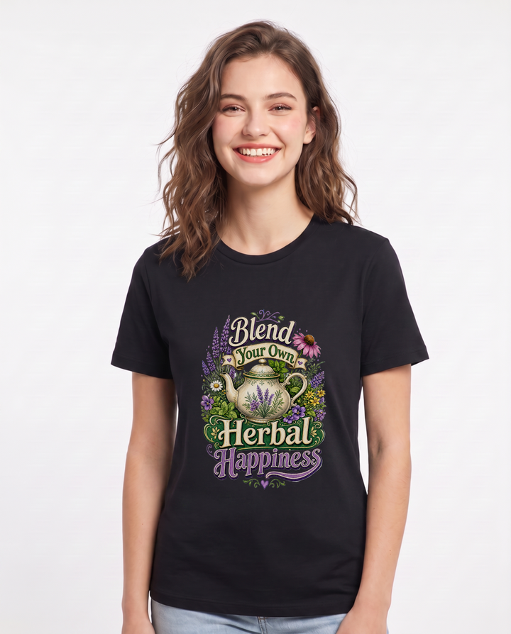 Blend Your Own Herbal Happiness Women's Black T-Shirt product image 2