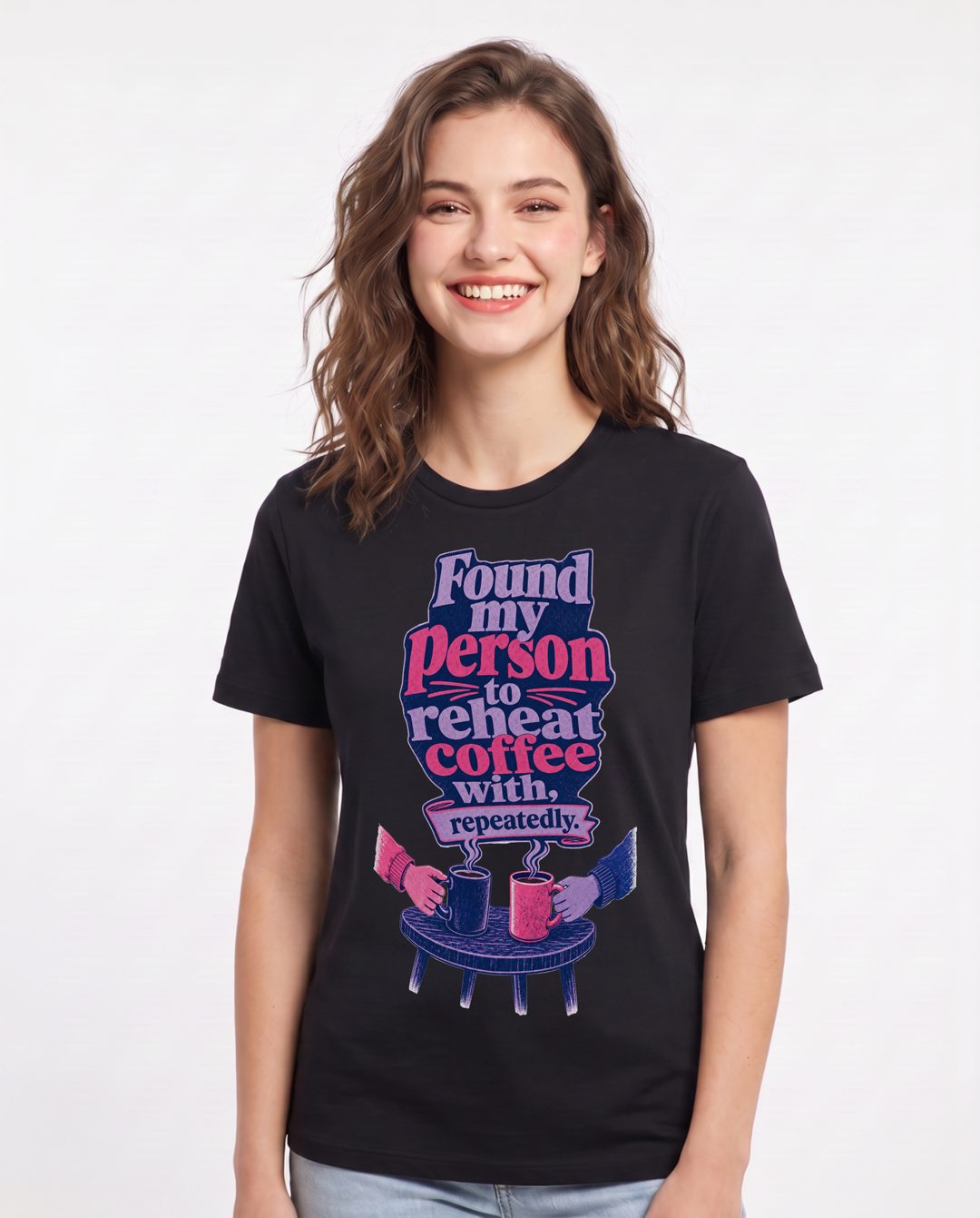 Couples Black T-Shirt for Women – Everyday Expression Graphic Tee product image 1