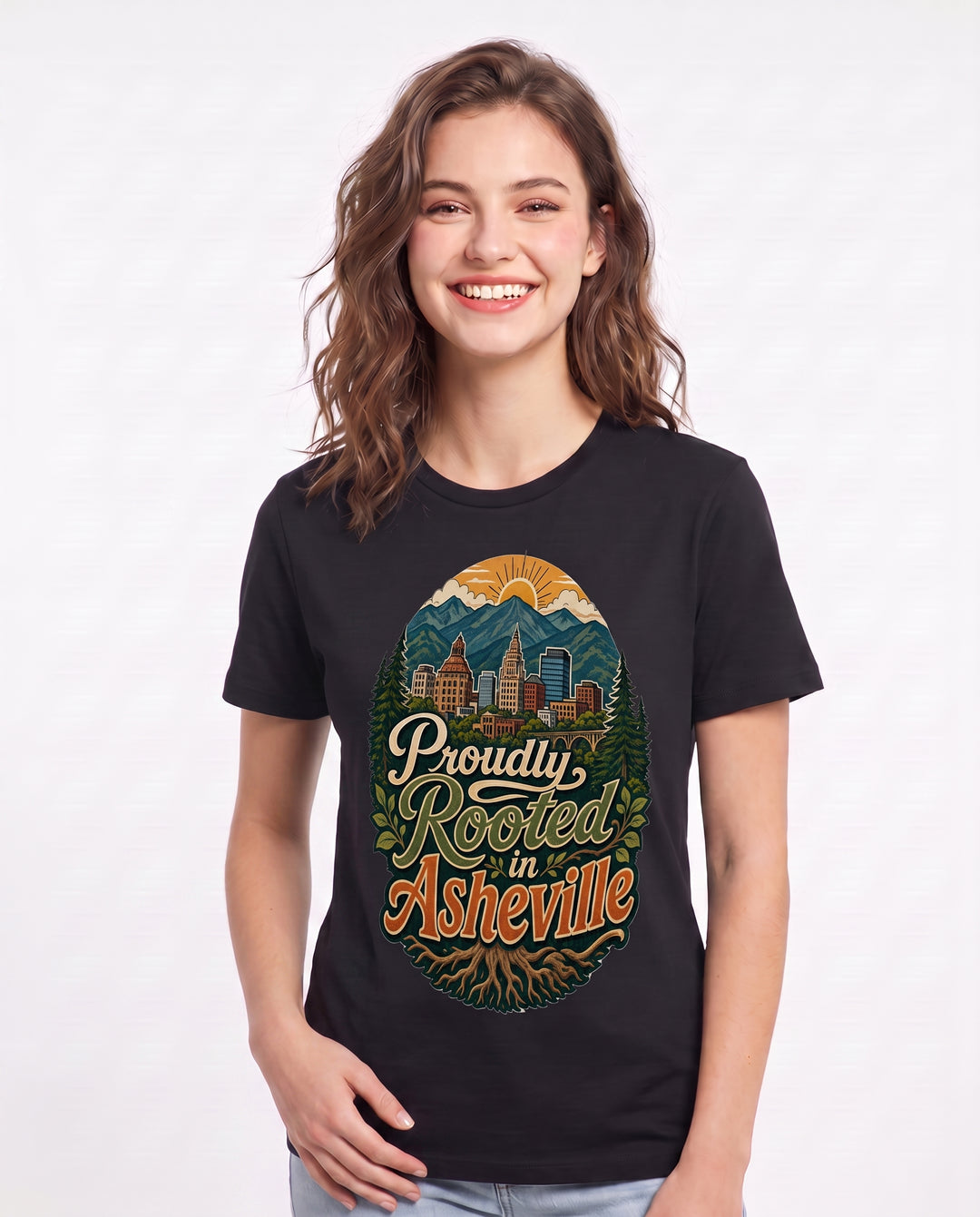 Proudly Rooted in Asheville Women's Black T-Shirt product image 1