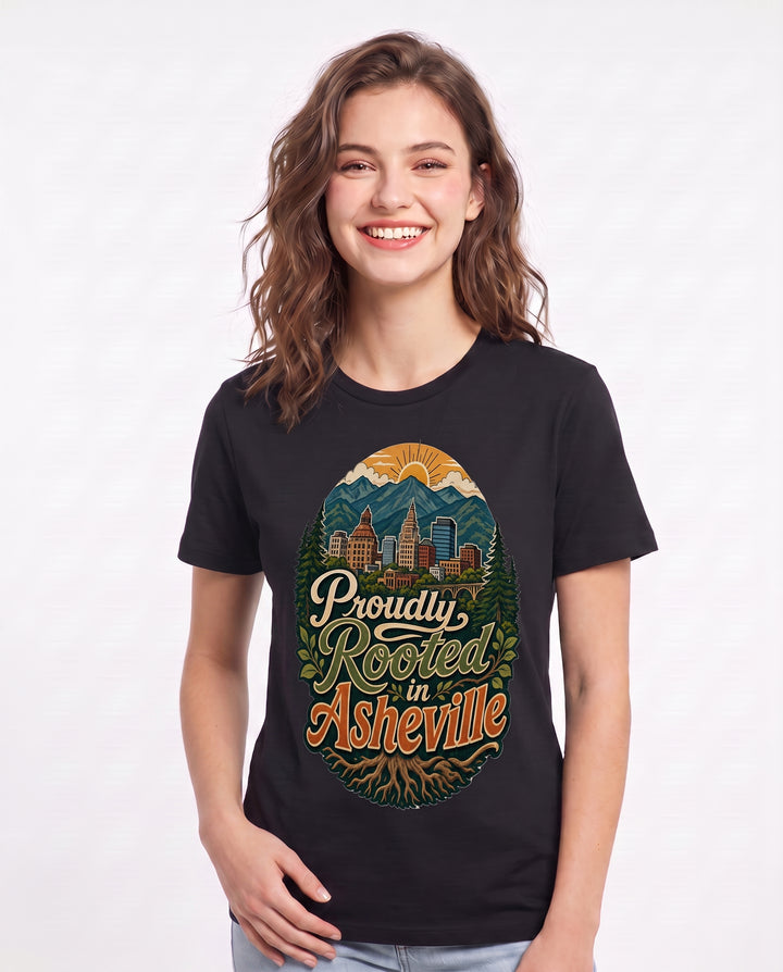 Proudly Rooted in Asheville Women's Black T-Shirt product image 1