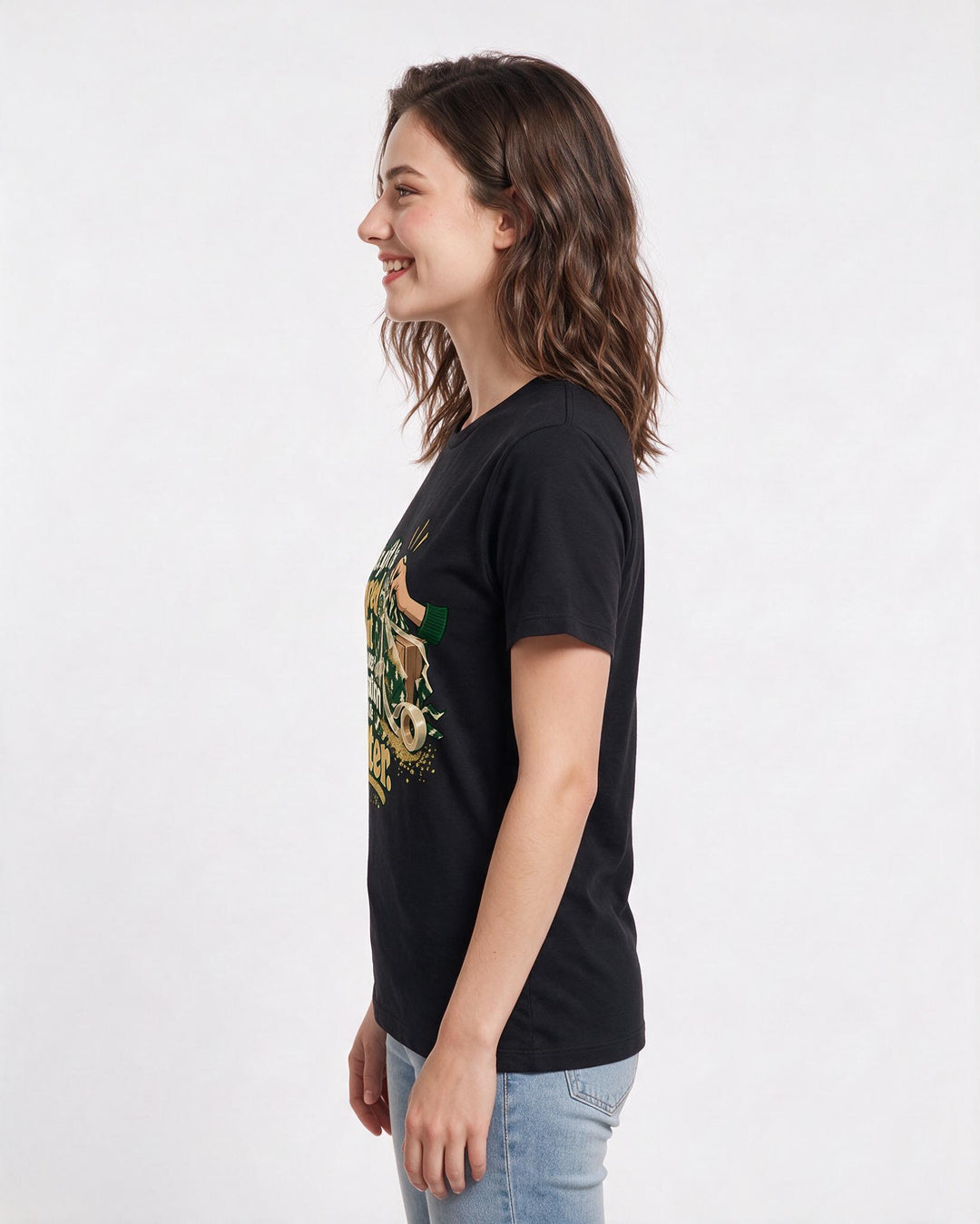 Christmas Black T-Shirt for Women – Holiday Theme Graphic Tee product image 2