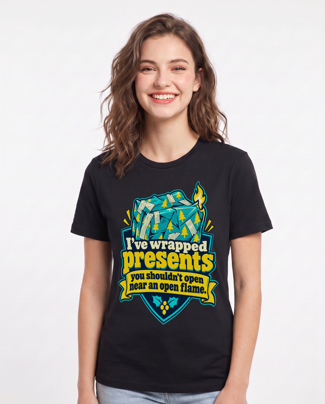 Christmas Black T-Shirt for Women – Holiday Theme Graphic Tee product image 3
