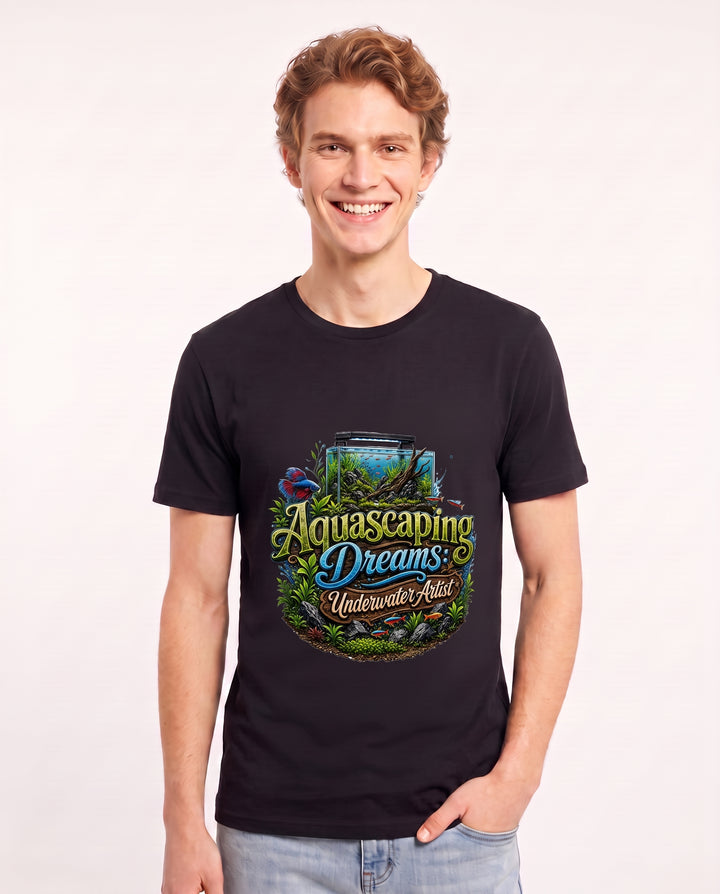 Aquascaping Dreams: Underwater Artist Men's Black T-Shirt product image 1