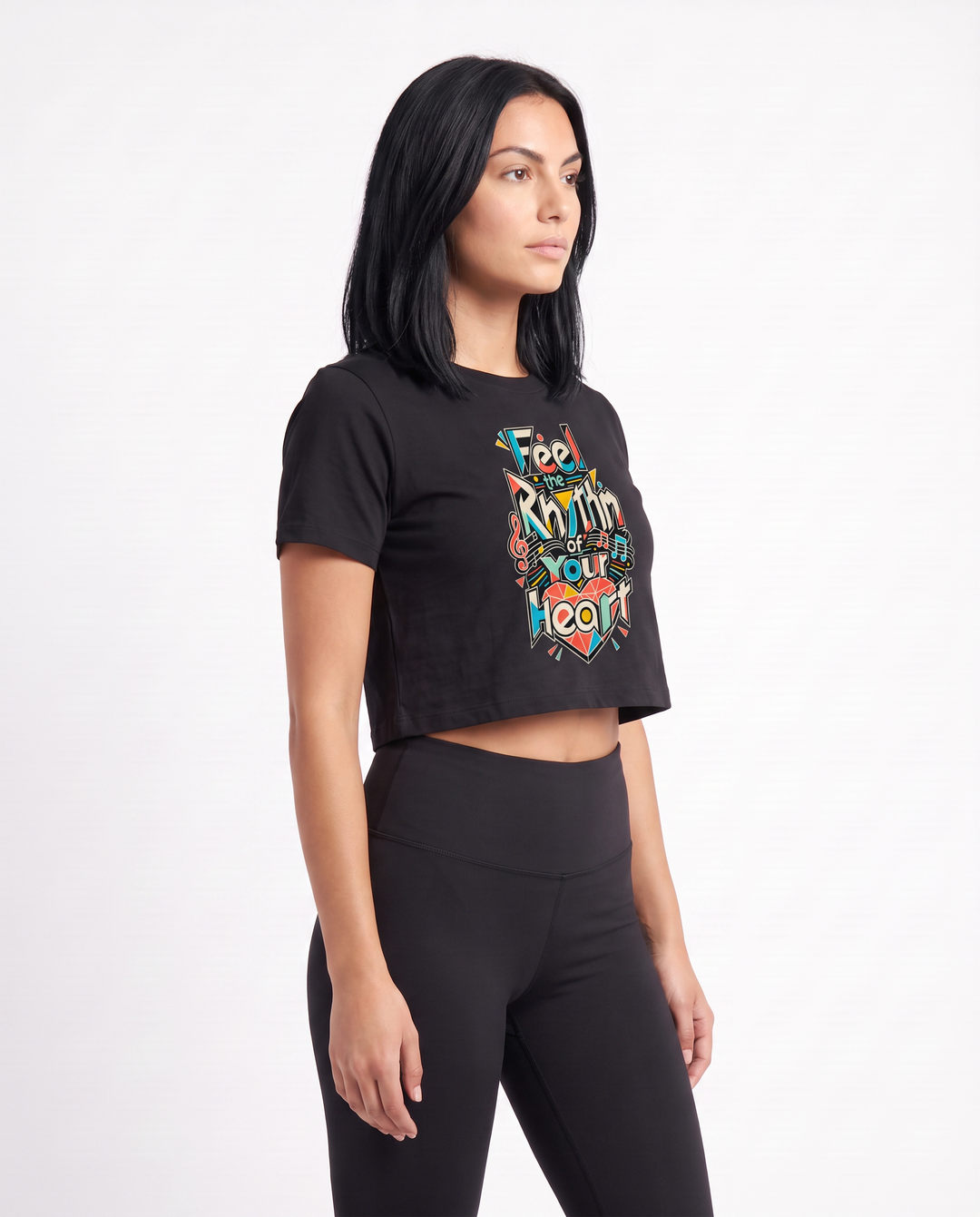 Feel The Rhythm Of Your Heart Crop Top mockup 2