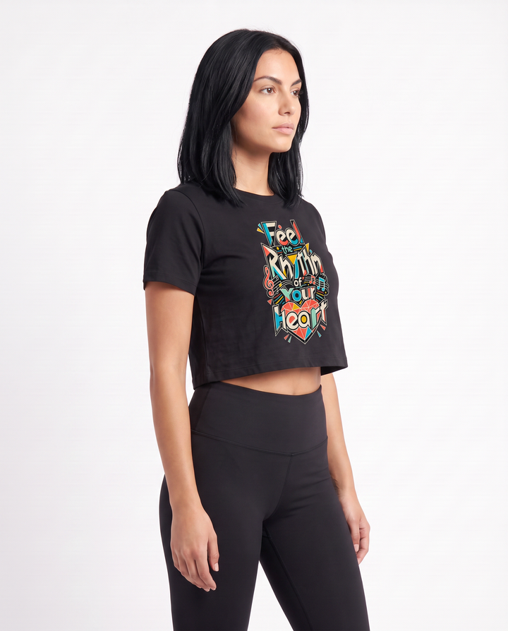 Feel The Rhythm Of Your Heart Crop Top mockup 2