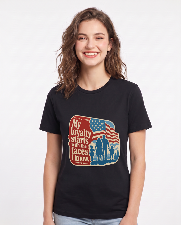 Graphic Women's Black T-Shirt - My loyalty starts with the faces I product image 1