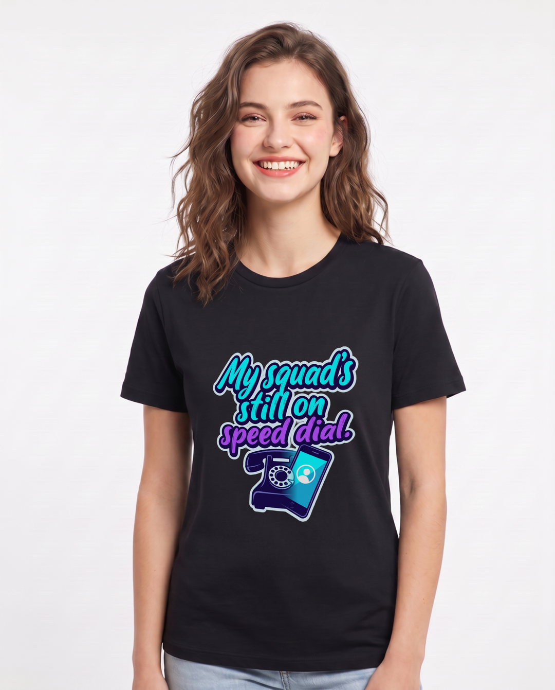 Veteran Women's Black T-Shirt – My squad's still on speed dial. product image 1