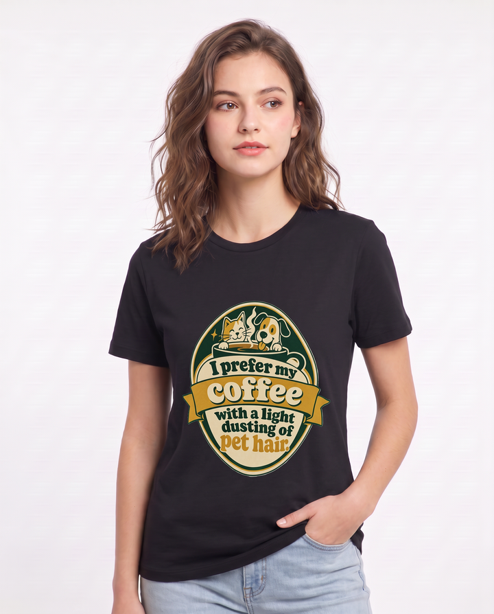 Graphic Women's Black T-Shirt - I prefer my coffee with a light product image 3