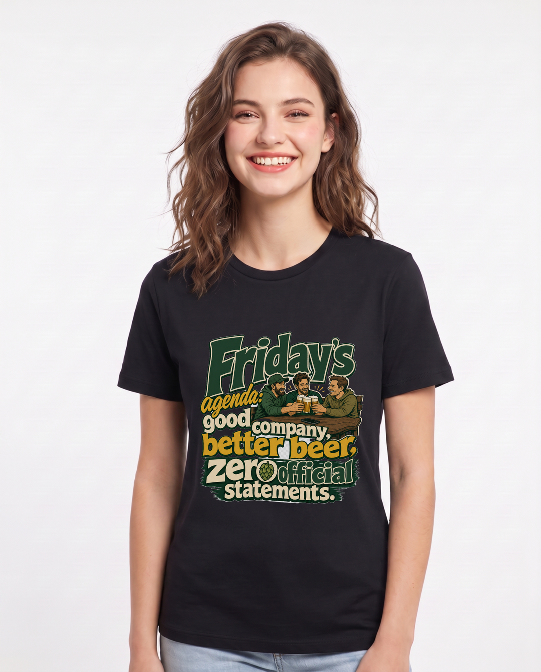 Beer Black T-Shirt for Women – Everyday Expression Graphic Tee product image 1