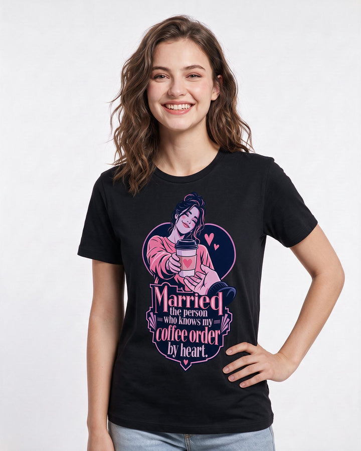 Couples Black T-Shirt for Women – Everyday Expression Graphic Tee product image 1