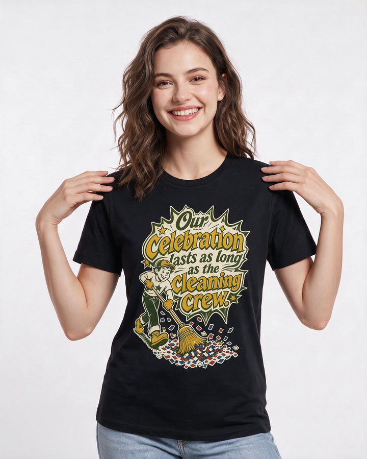 Patriotic Women's Black T-Shirt – Our celebration lasts as long as the product image 3