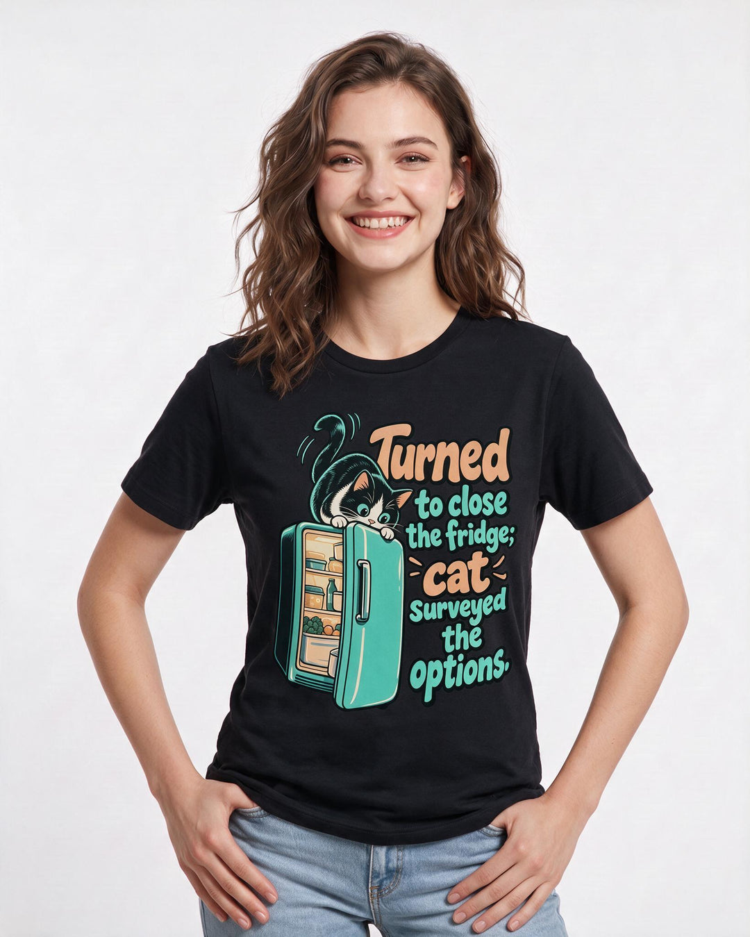 Cat Lover Black T-Shirt for Women – Everyday Expression Graphic Tee product image 1