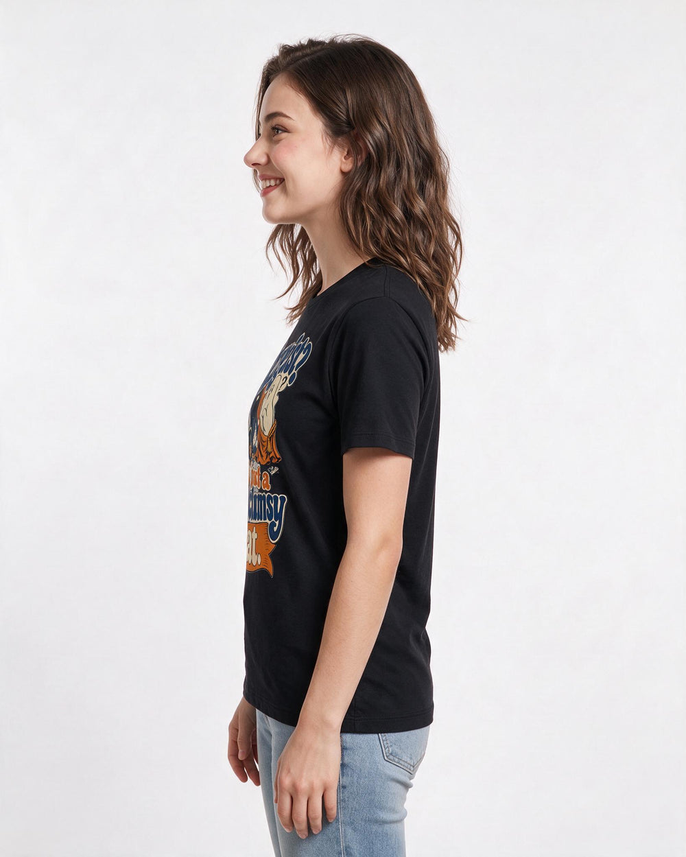 Funny Halloween Women's Black T-Shirt – Poltergeist? No, just a very clumsy cat. product image 2