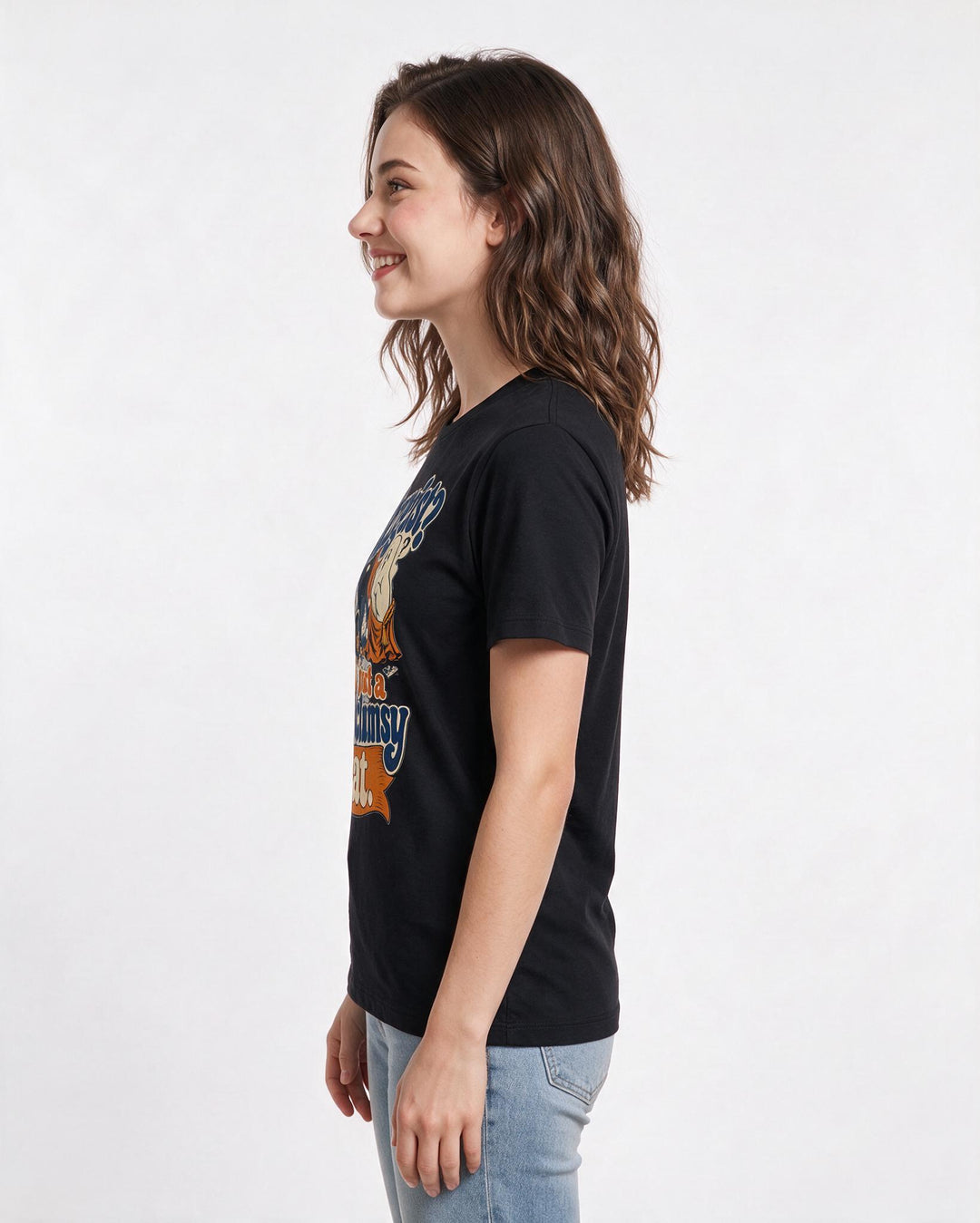 Funny Halloween Women's Black T-Shirt – Poltergeist? No, just a very clumsy cat. product image 2