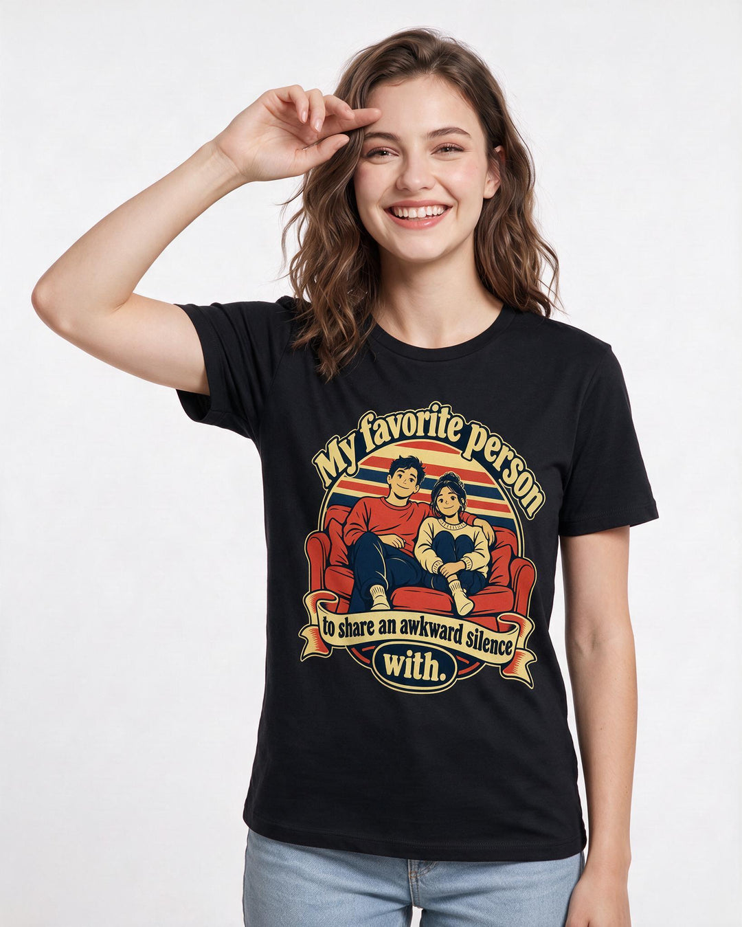 Couples Black T-Shirt for Women – Everyday Expression Graphic Tee product image 1