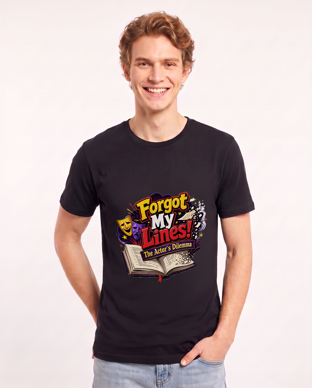 Forgot My Lines! The Actor's Dilemma Men's Black T-Shirt product image 1