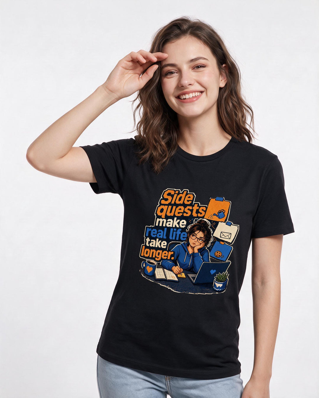 Gaming Black T-Shirt for Women – Game Night Graphic Tee product image 1
