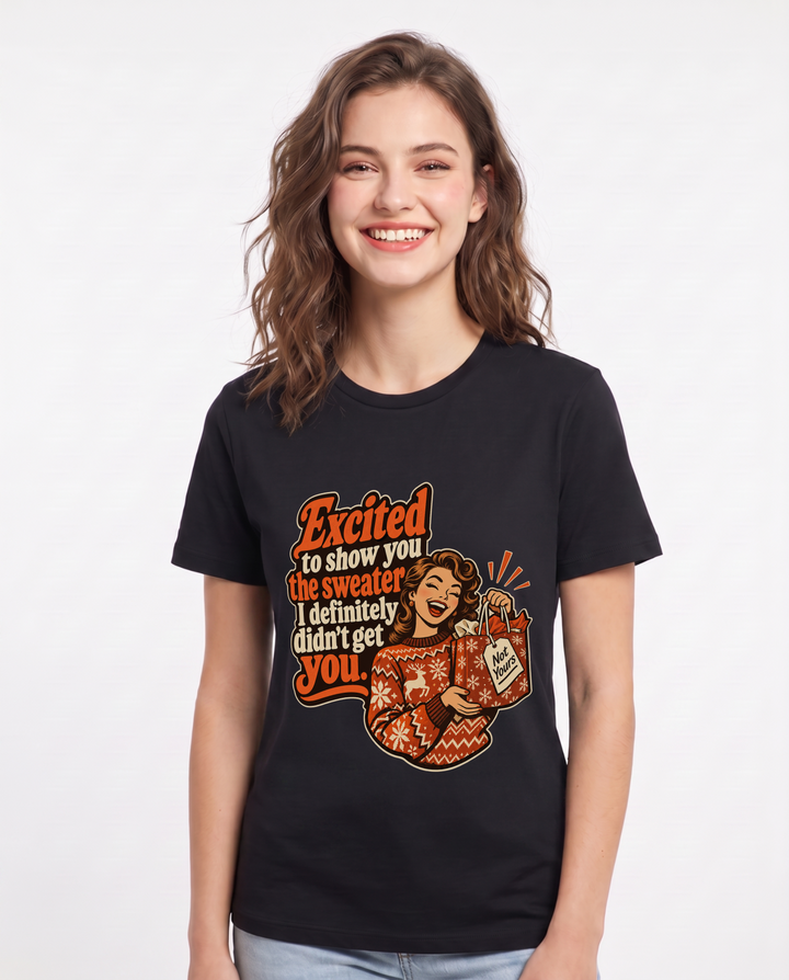 Christmas Black T-Shirt for Women – Holiday Theme Graphic Tee product image 3