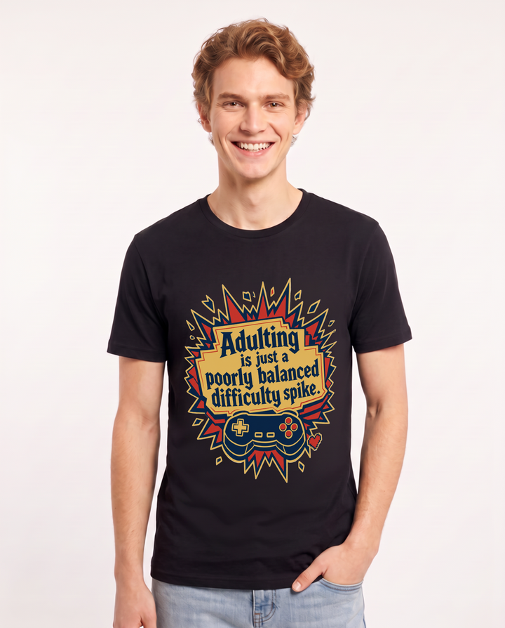 Gaming Men's Black T-Shirt - Adulting is just a poorly balanced product image 1