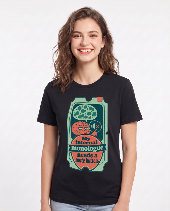 Graphic Women's Black T-Shirt - My internal monologue needs a mute product image 1