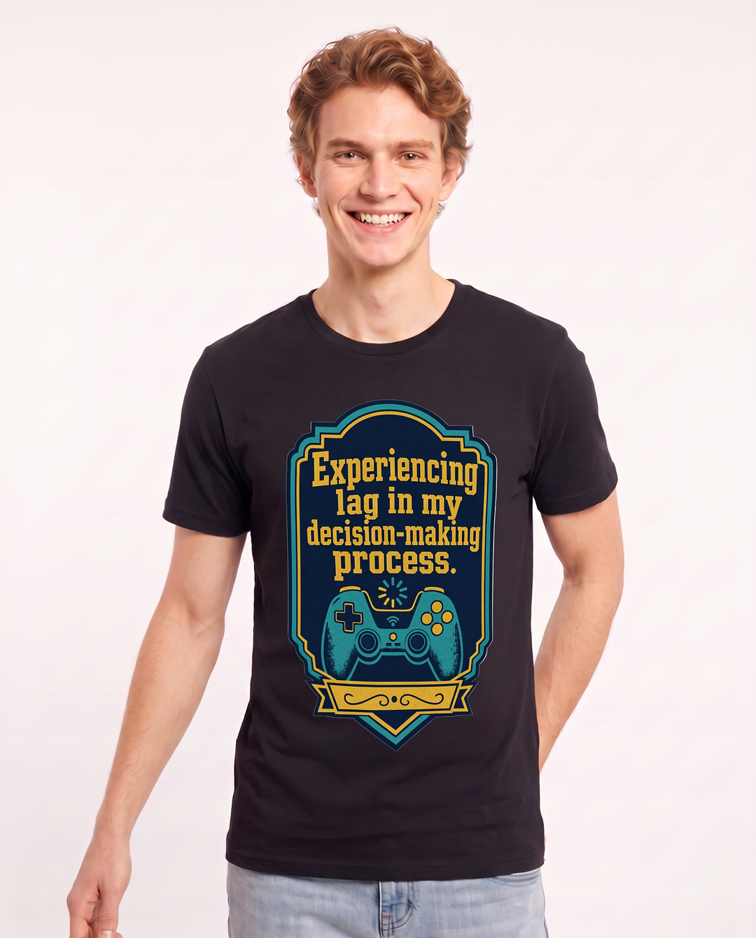 Gaming Men's Black T-Shirt - Experiencing lag in my decision-making product image 3