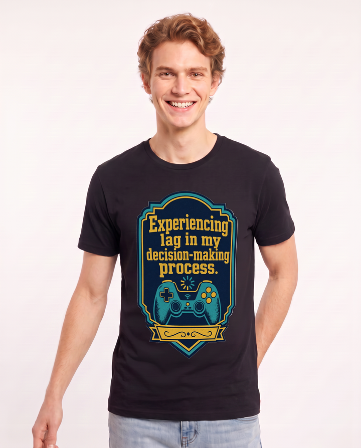 Gaming Men's Black T-Shirt - Experiencing lag in my decision-making product image 3