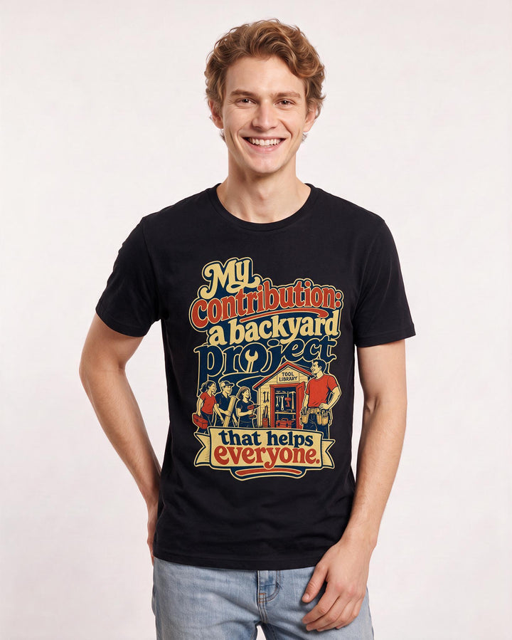 Patriotic Men's Black T-Shirt – My contribution: a backyard project that helps everyone. product image 3