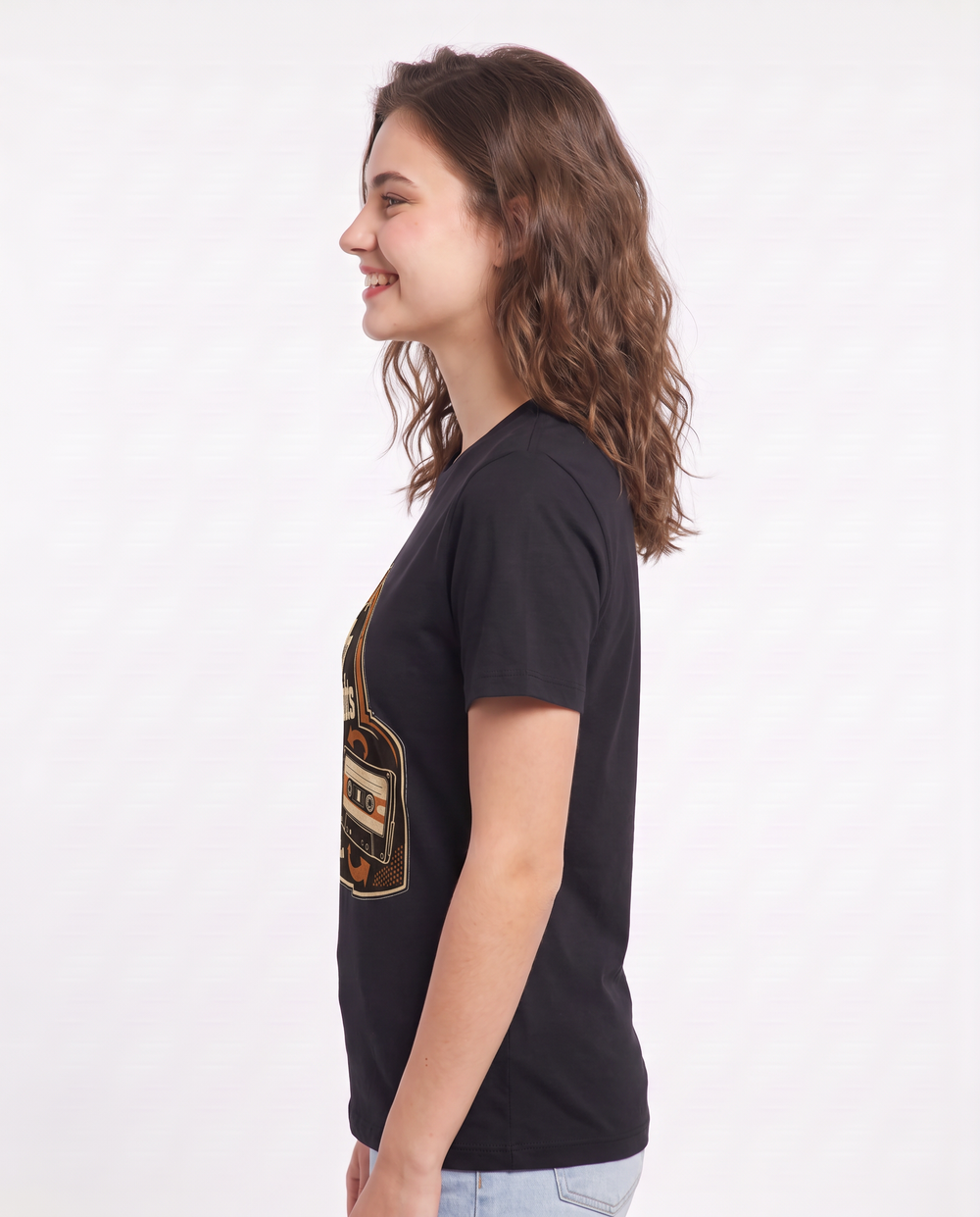 Graphic Women's Black T-Shirt - My thoughts are a shuffled playlist. product image 2