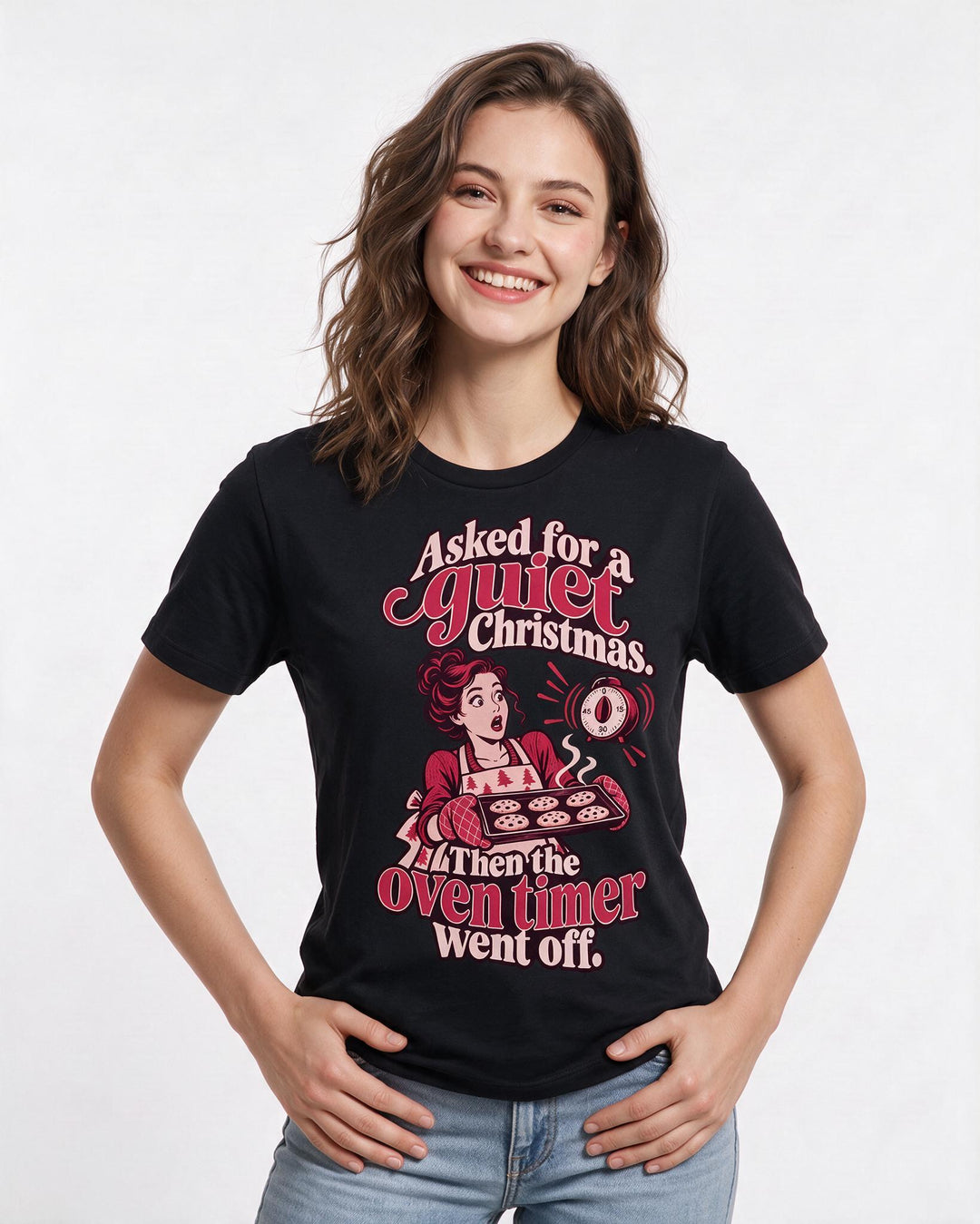 Christmas Black T-Shirt for Women – Holiday Theme Graphic Tee product image 1