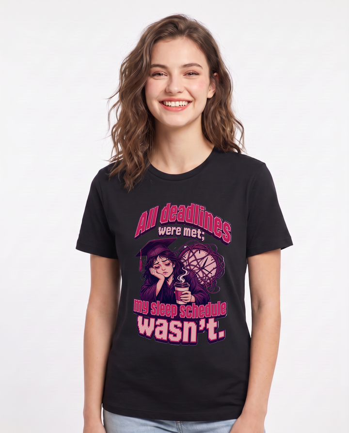 Graduation Black T-Shirt for Women – Everyday Expression Graphic Tee product image 1