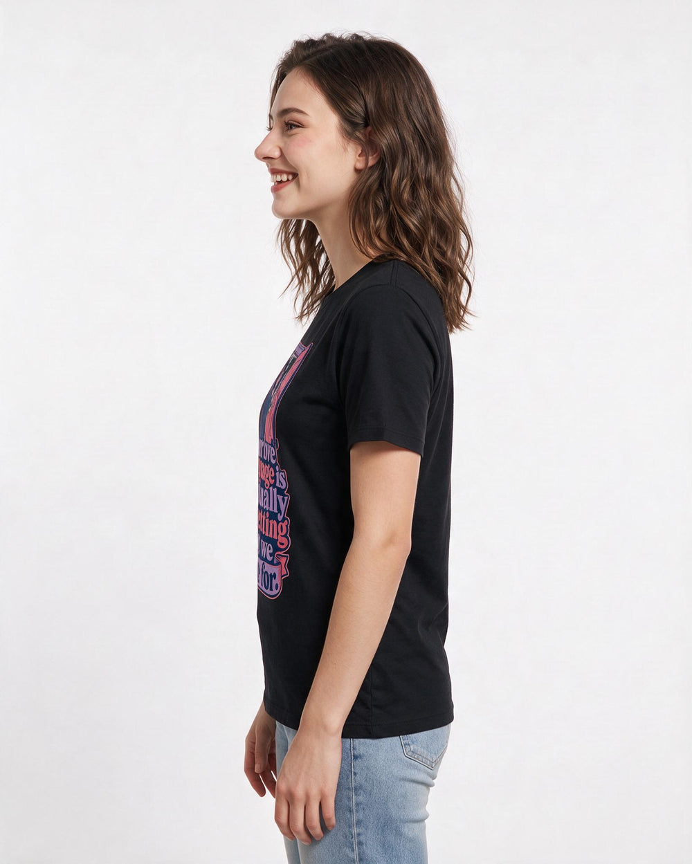 Funny Couples Women's Black T-Shirt – Our love language is mutually forgetting what we came for. product image 2